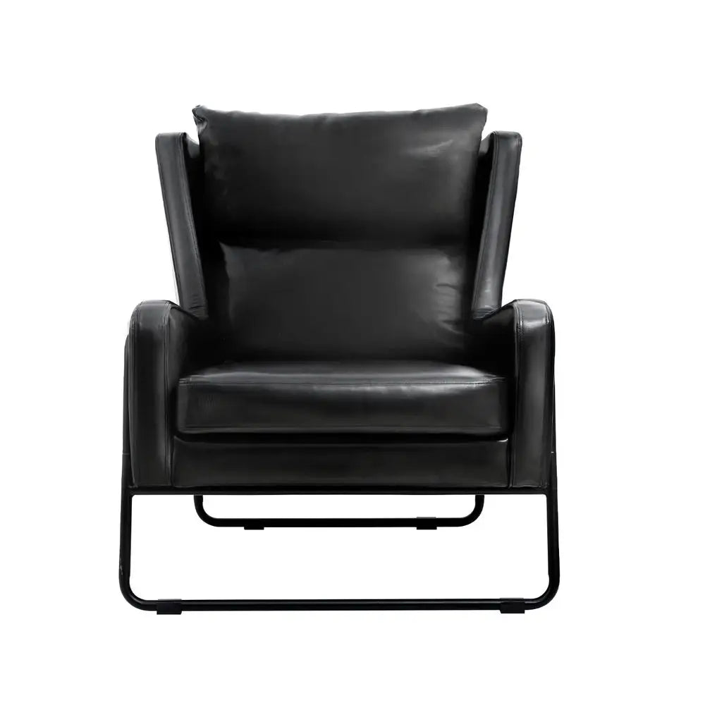 Artiss Armchair Accent Chair PU Leather Wingback Black - Furniture > Bar Stools & Chairs > Arm Chairs & Recliners