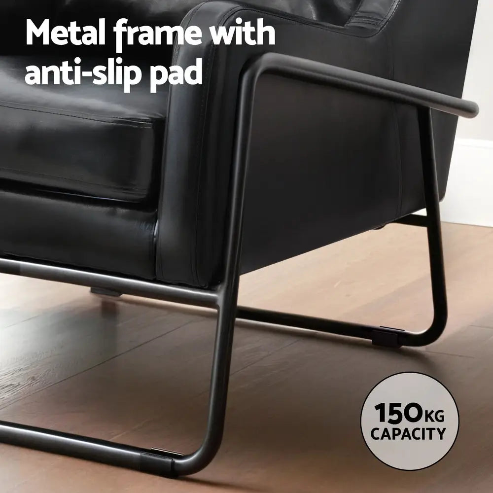 Artiss Armchair Accent Chair PU Leather Wingback Black - Furniture > Bar Stools & Chairs > Arm Chairs & Recliners