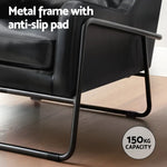 Artiss Armchair Accent Chair PU Leather Wingback Black - Furniture > Bar Stools & Chairs > Arm Chairs & Recliners