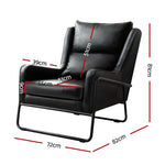 Artiss Armchair Accent Chair PU Leather Wingback Black - Furniture > Bar Stools & Chairs > Arm Chairs & Recliners
