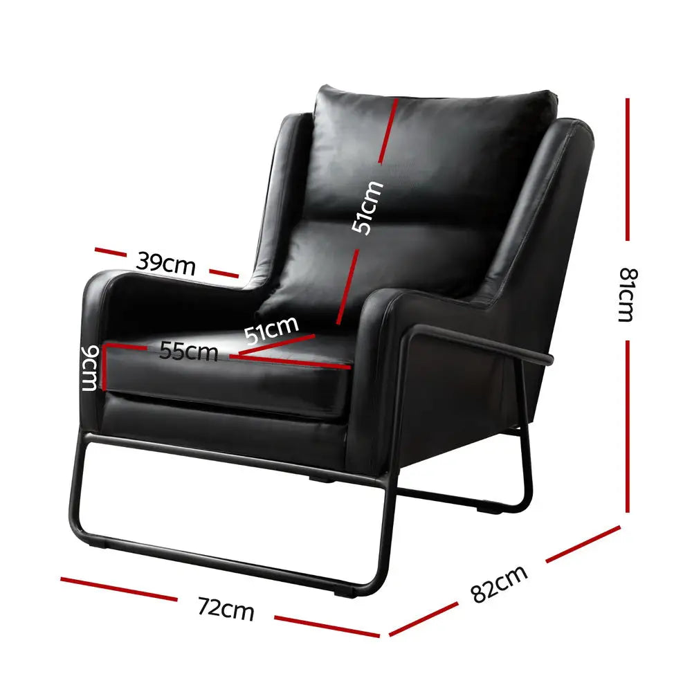 Artiss Armchair Accent Chair PU Leather Wingback Black - Furniture > Bar Stools & Chairs > Arm Chairs & Recliners