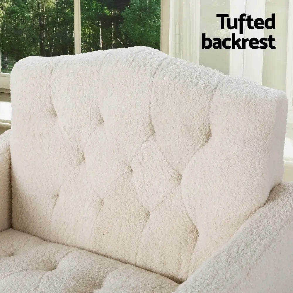 Artiss Armchair Boucle Beige Nicole - Furniture > Bar Stools & Chairs