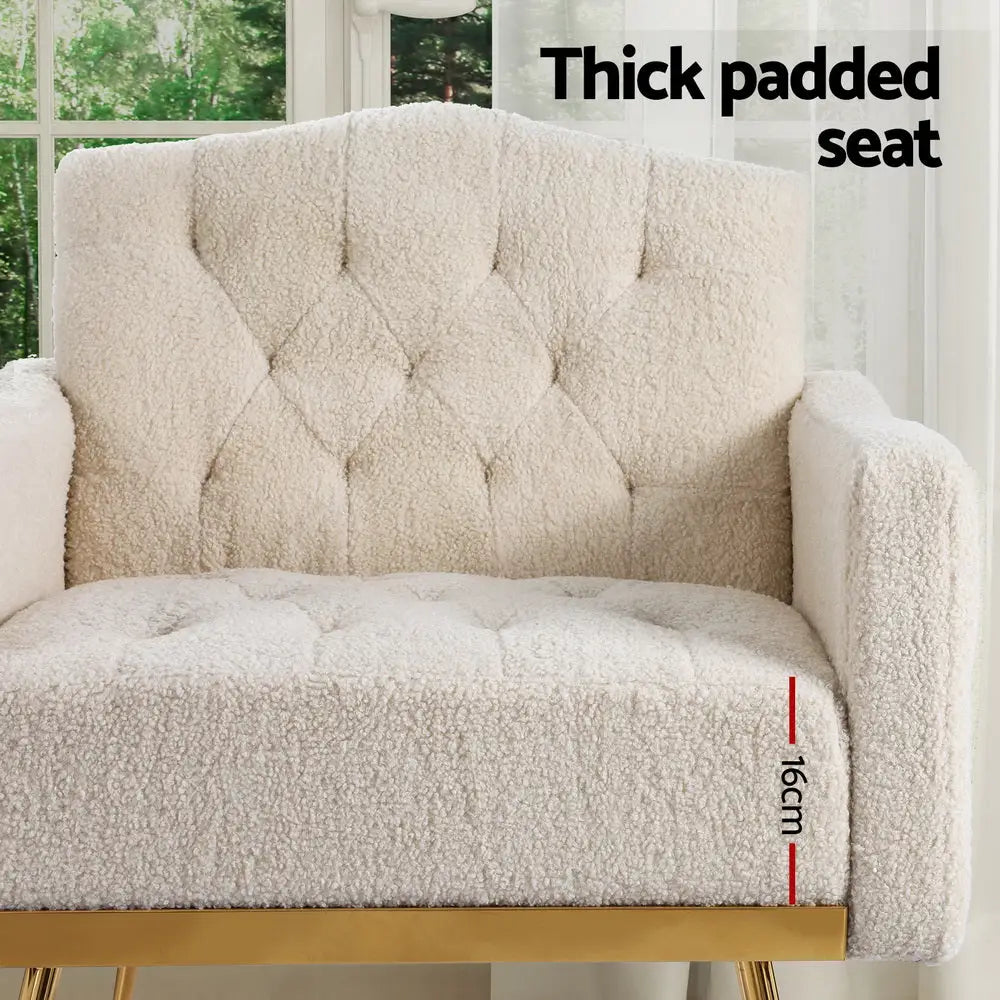 Artiss Armchair Boucle Beige Nicole - Furniture > Bar Stools & Chairs