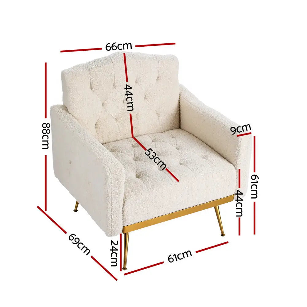 Artiss Armchair Boucle Beige Nicole - Furniture > Bar Stools & Chairs