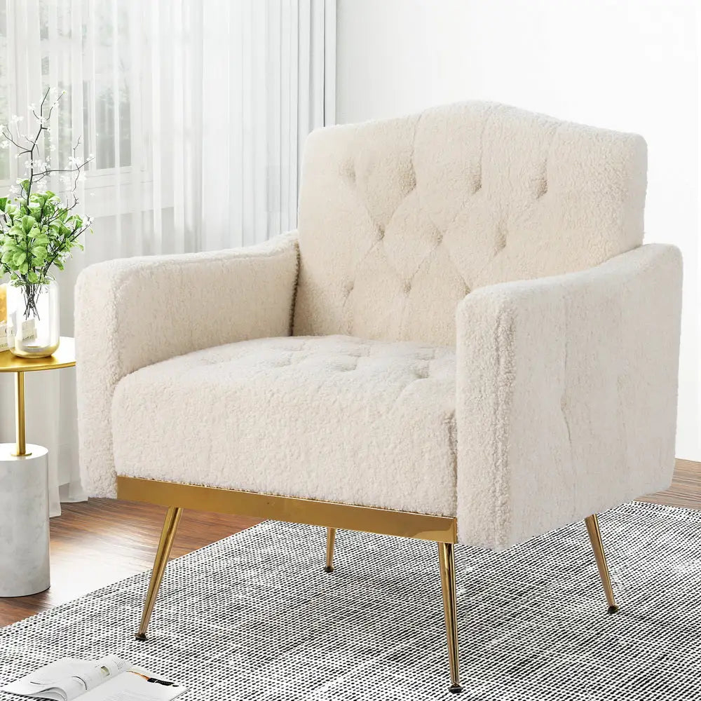 Artiss Armchair Boucle Beige Nicole - Furniture > Bar Stools & Chairs