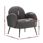 Artiss Armchair Boucle Charcoal Hanes - Furniture > Living Room