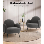 Artiss Armchair Boucle Charcoal Hanes - Furniture > Living Room