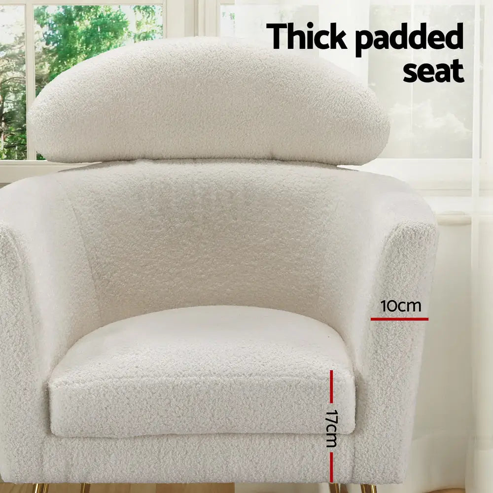 Artiss Armchair Boucle Fabric White Yoli - Furniture > Bar Stools & Chairs