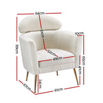Artiss Armchair Boucle Fabric White Yoli - Furniture > Bar Stools & Chairs