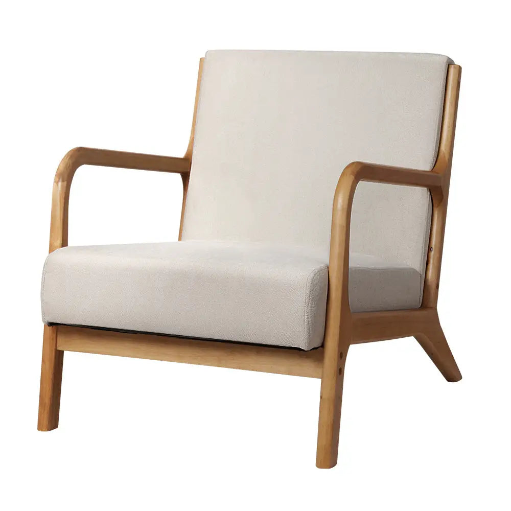 Artiss Armchair Fabric Beige Olive - Furniture > Living Room