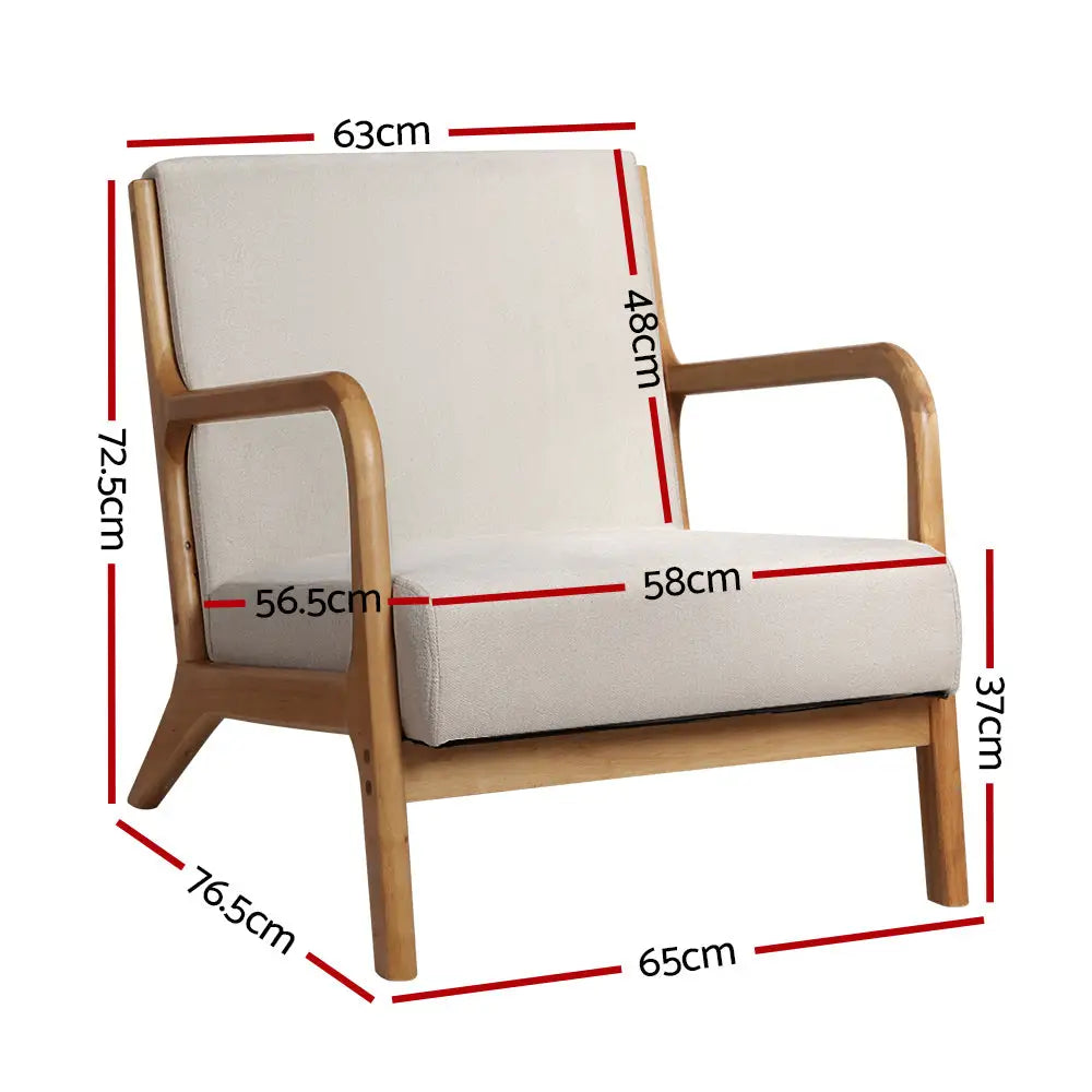 Artiss Armchair Fabric Beige Olive - Furniture > Living Room