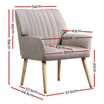 Artiss Armchair Fabric Beige Sebastini - Furniture > Bar Stools & Chairs > Arm Chairs & Recliners