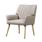Artiss Armchair Fabric Beige Sebastini - Furniture > Bar Stools & Chairs > Arm Chairs & Recliners