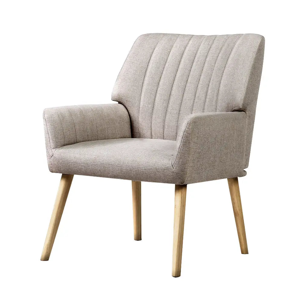 Artiss Armchair Fabric Beige Sebastini - Furniture > Bar Stools & Chairs > Arm Chairs & Recliners