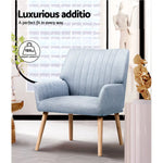 Artiss Armchair Fabric Blue Grey Sebastini - Furniture > Bar Stools & Chairs > Arm Chairs & Recliners