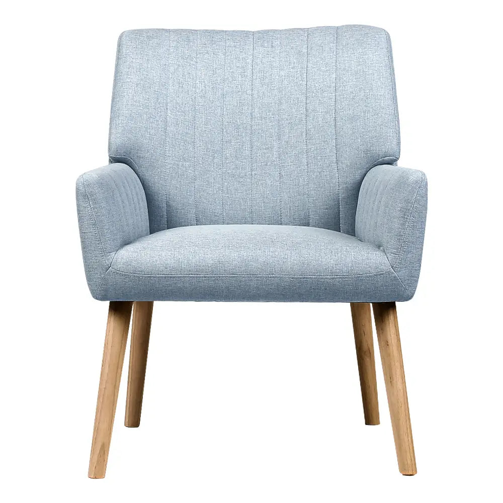 Artiss Armchair Fabric Blue Grey Sebastini - Furniture > Bar Stools & Chairs > Arm Chairs & Recliners