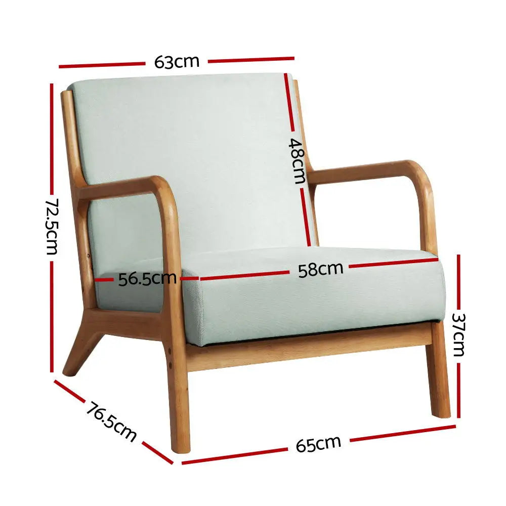 Artiss Armchair Fabric Grey Olive - Furniture > Living Room