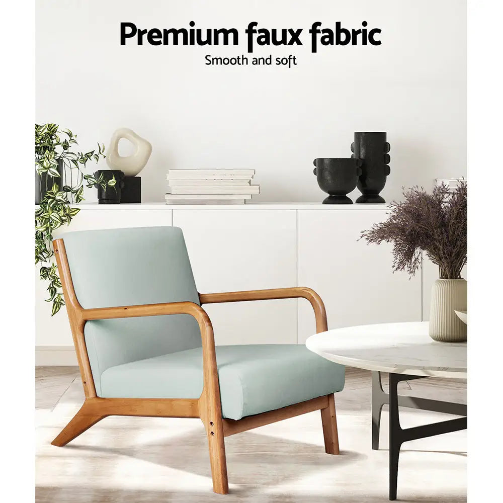 Artiss Armchair Fabric Grey Olive - Furniture > Living Room