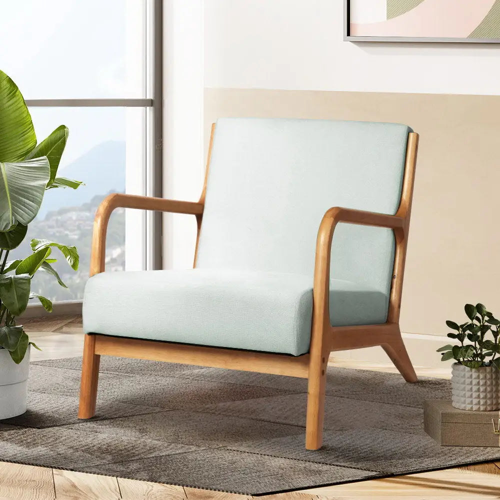 Artiss Armchair Fabric Grey Olive - Furniture > Living Room