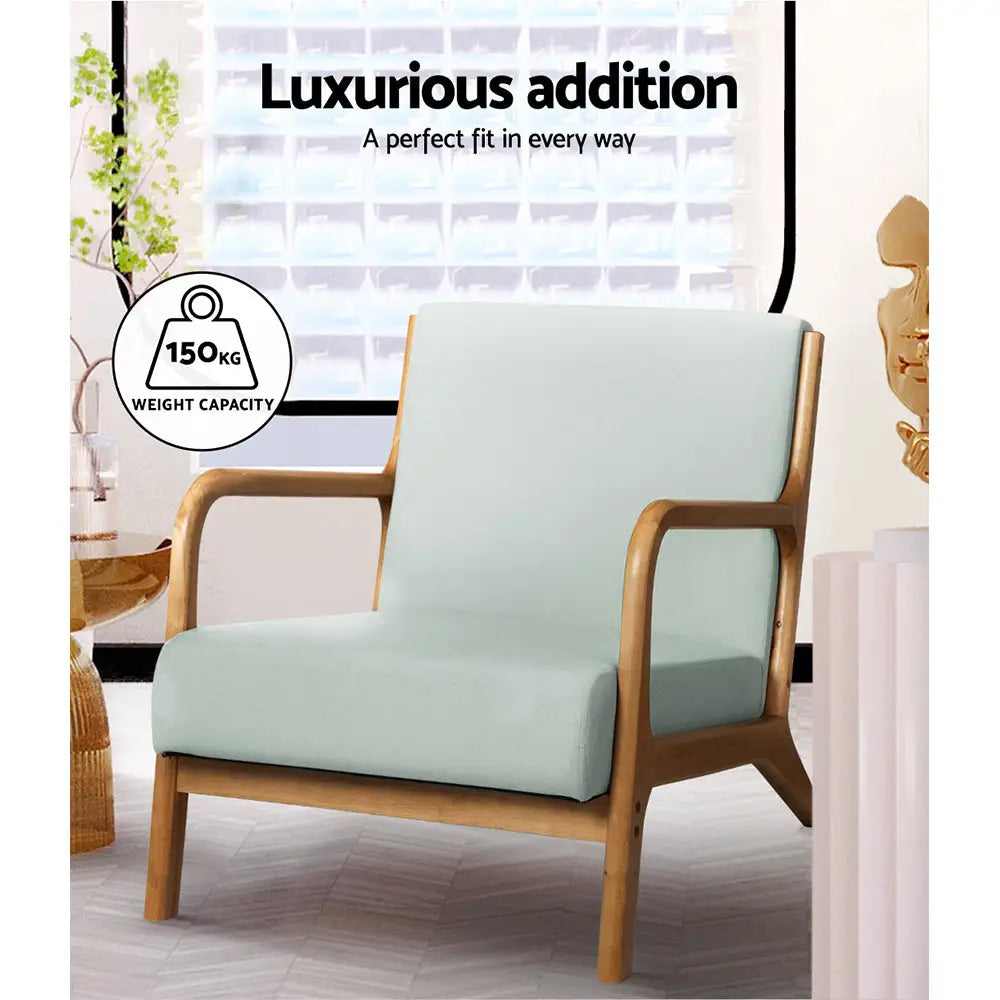 Artiss Armchair Fabric Grey Olive - Furniture > Living Room