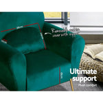 Artiss Armchair Green Velvet Caroline - Furniture > Living Room