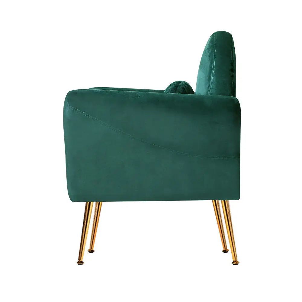 Artiss Armchair Green Velvet Caroline - Furniture > Living Room