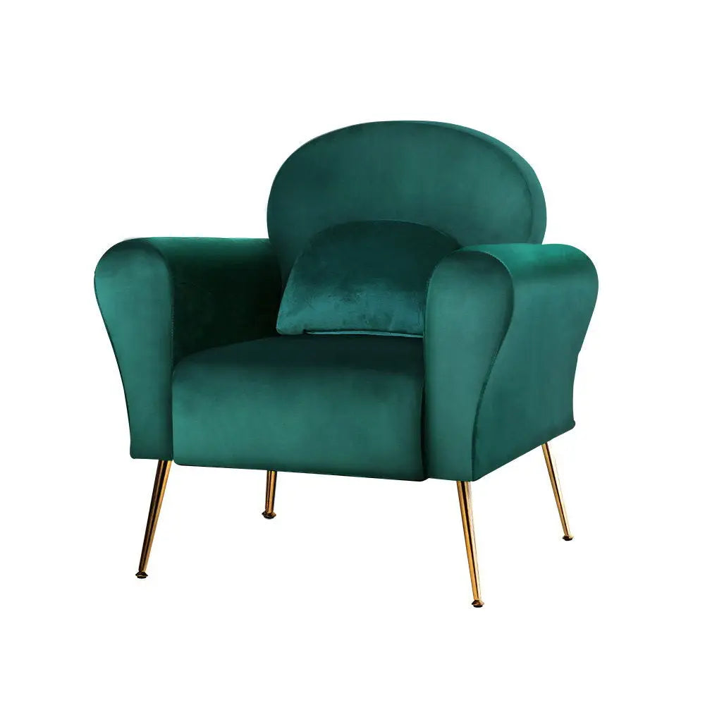 Artiss Armchair Green Velvet Caroline - Furniture > Living Room