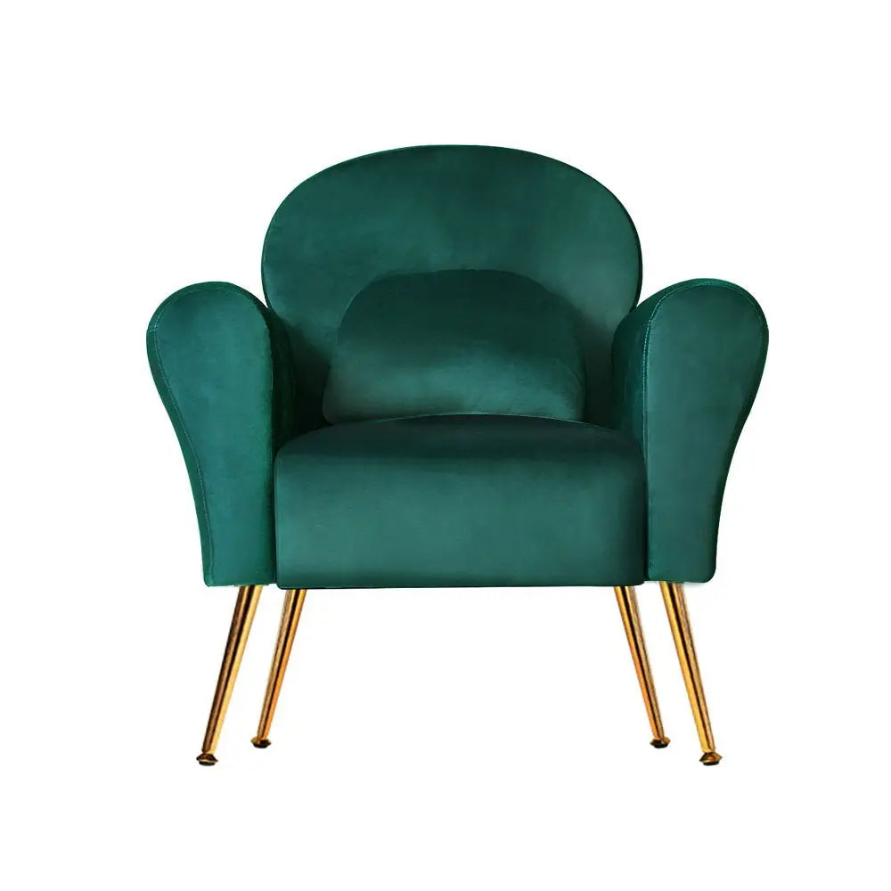 Artiss Armchair Green Velvet Caroline - Furniture > Living Room