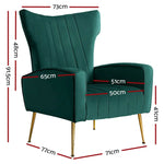 Artiss Armchair Green Velvet Kate - Furniture > Living Room