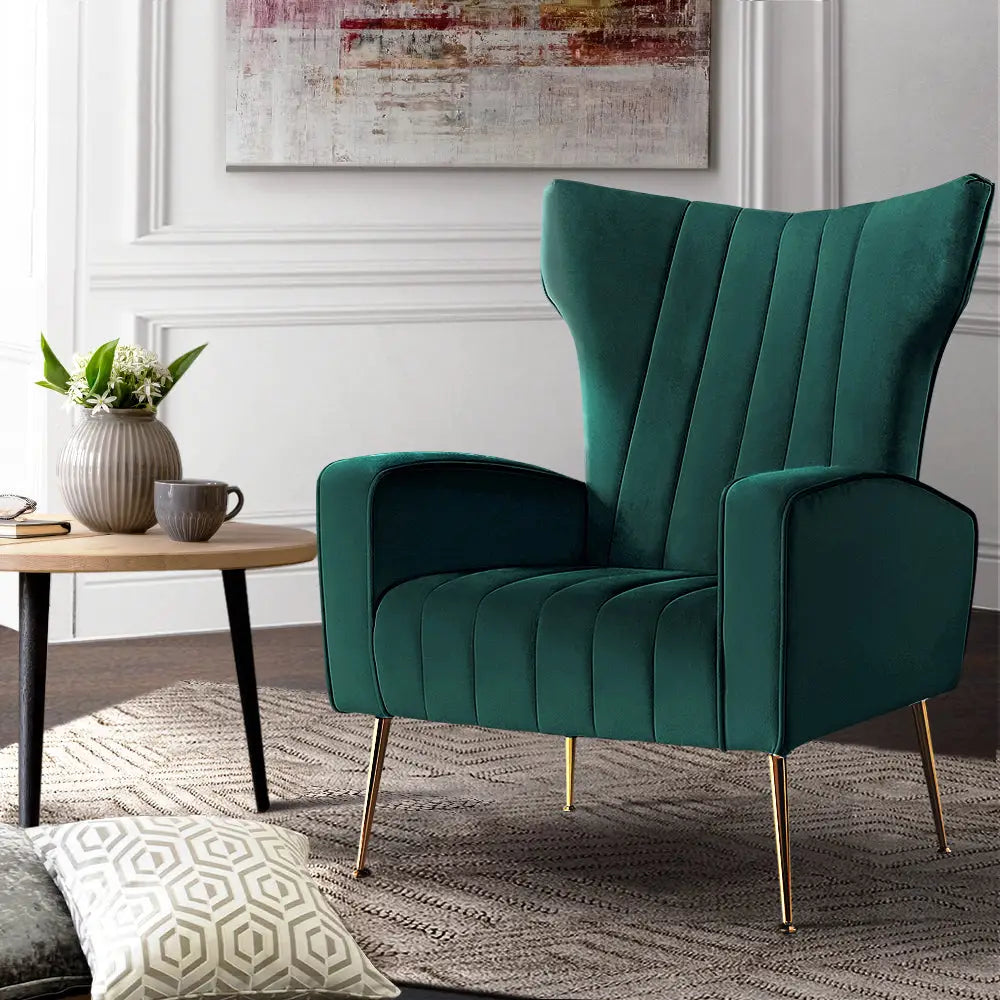 Artiss Armchair Green Velvet Kate - Furniture > Living Room