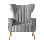 Artiss Armchair Grey Velvet Kate - Furniture > Living Room