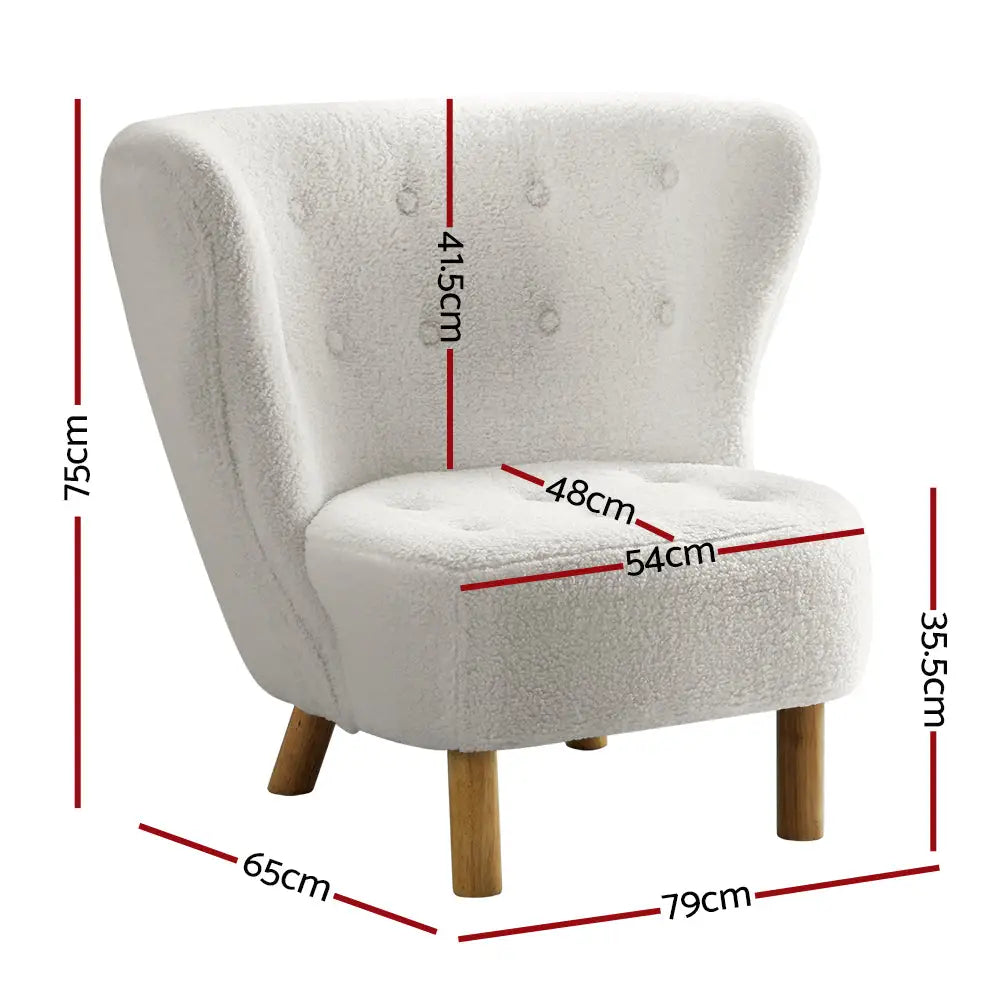 Artiss Armchair Lounge Accent Chair Armchairs Couch Chairs Sofa Bedroom White - Furniture > Living Room