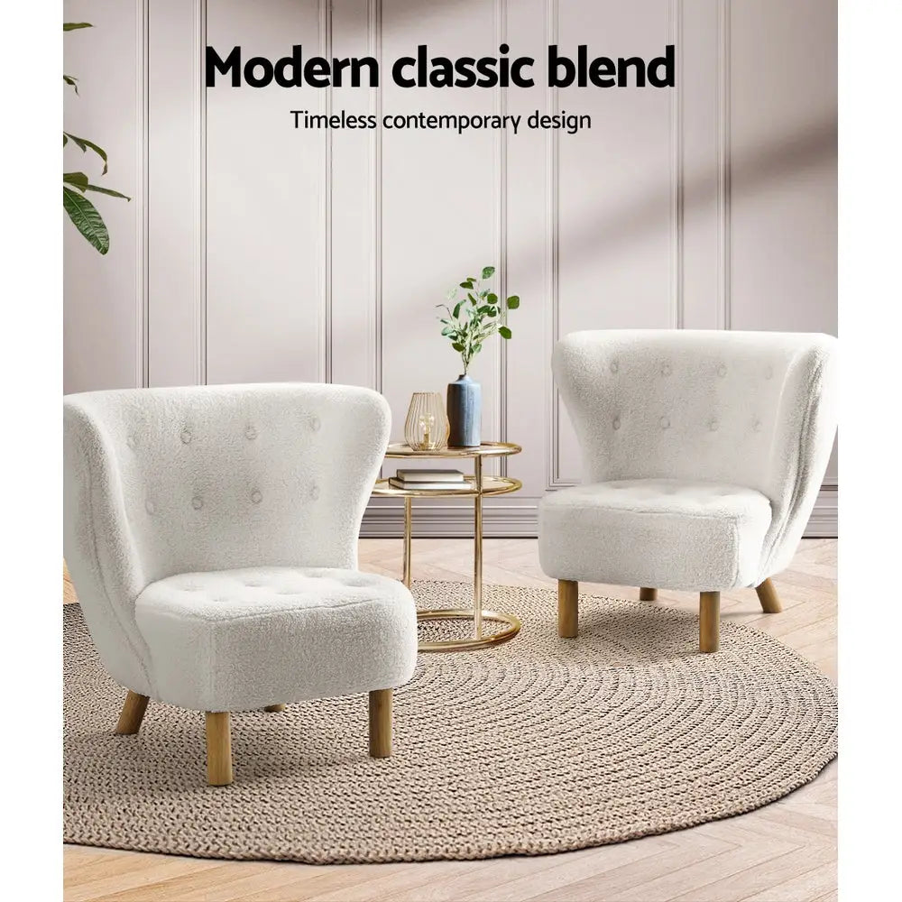 Artiss Armchair Lounge Accent Chair Armchairs Couch Chairs Sofa Bedroom White - Furniture > Living Room