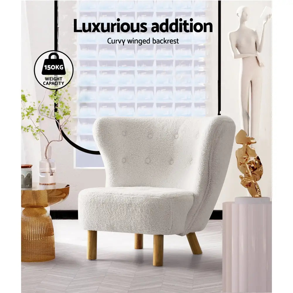 Artiss Armchair Lounge Accent Chair Armchairs Couch Chairs Sofa Bedroom White - Furniture > Living Room