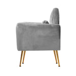 Artiss Armchair Lounge Chair Accent Armchairs Chairs Sofa Grey Velvet Cushion - Furniture > Living Room
