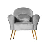 Artiss Armchair Lounge Chair Accent Armchairs Chairs Sofa Grey Velvet Cushion - Furniture > Living Room