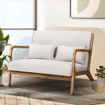 Artiss Armchair Lounge Chair Accent Armchairs Couch Sofa Loveseat Beige Wood - Furniture > Bar Stools & Chairs