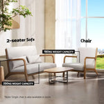 Artiss Armchair Lounge Chair Accent Armchairs Couch Sofa Loveseat Beige Wood - Furniture > Bar Stools & Chairs