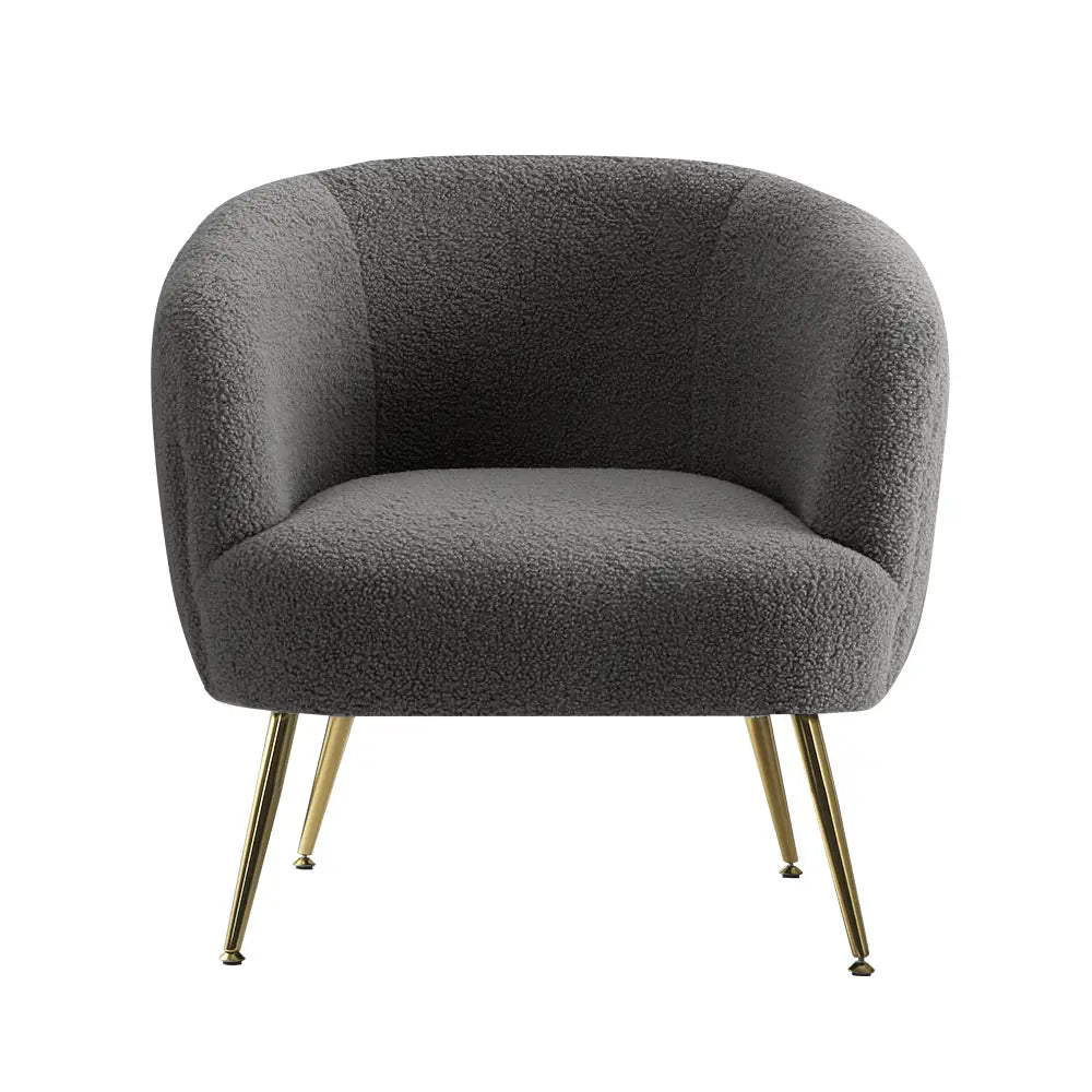 Artiss Armchair Lounge Chair Accent Chairs Arm Armchairs Sherpa Boucle Charcoal - Furniture > Living Room