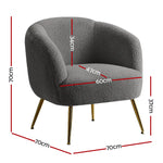 Artiss Armchair Lounge Chair Accent Chairs Arm Armchairs Sherpa Boucle Charcoal - Furniture > Living Room