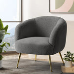 Artiss Armchair Lounge Chair Accent Chairs Arm Armchairs Sherpa Boucle Charcoal - Furniture > Living Room