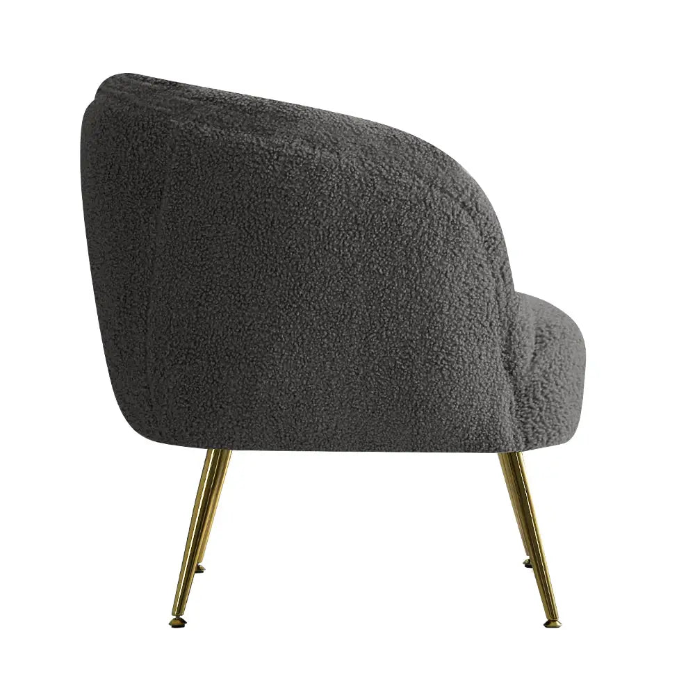 Artiss Armchair Lounge Chair Accent Chairs Arm Armchairs Sherpa Boucle Charcoal - Furniture > Living Room