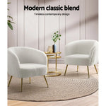 Artiss Armchair Lounge Chair Accent Chairs Armchairs Sherpa Boucle Sofa White - Furniture > Bar Stools & Chairs > Arm