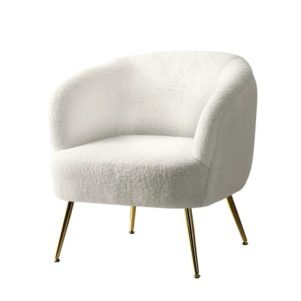 Artiss Armchair Lounge Chair Accent Chairs Armchairs Sherpa Boucle Sofa White - Furniture > Bar Stools & Chairs > Arm