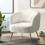 Artiss Armchair Lounge Chair Accent Chairs Armchairs Sherpa Boucle Sofa White - Furniture > Bar Stools & Chairs > Arm
