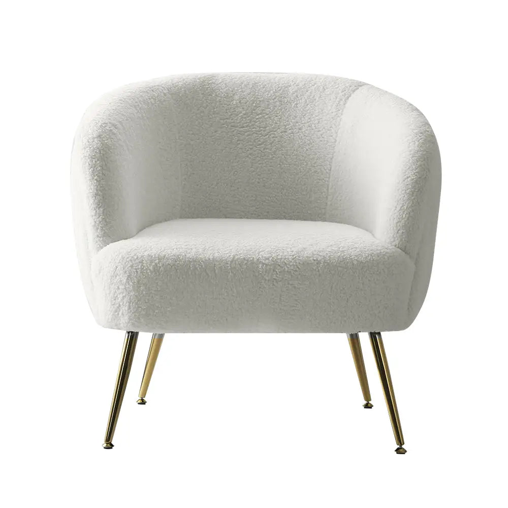 Artiss Armchair Lounge Chair Accent Chairs Armchairs Sherpa Boucle Sofa White - Furniture > Bar Stools & Chairs > Arm