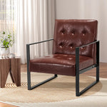 Artiss Armchair Lounge Chair Accent Chairs PU Leather Sofa Brown Metal Frame - Furniture > Bar Stools & Chairs > Arm