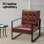 Artiss Armchair Lounge Chair Accent Chairs PU Leather Sofa Brown Metal Frame - Furniture > Bar Stools & Chairs > Arm