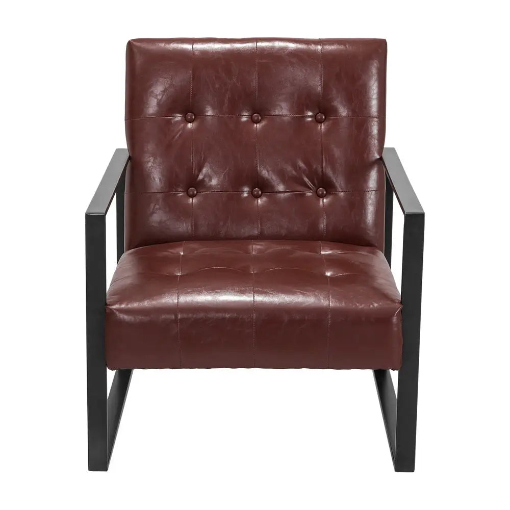 Artiss Armchair Lounge Chair Accent Chairs PU Leather Sofa Brown Metal Frame - Furniture > Bar Stools & Chairs > Arm