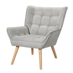 Artiss Armchair Lounge Chair Accent Chairs Sofa Linen Fabric Cushion Seat Grey - Furniture > Bar Stools & Chairs